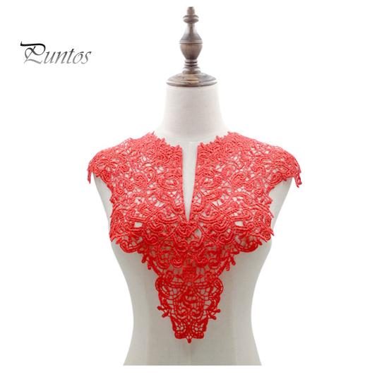 Spetsar Fake Collar Brodered Corsage Hollow Design Stora Blommor Avtagbar Fram/Back Krage Spets Applikation Kvinnlig Charm för syaffär