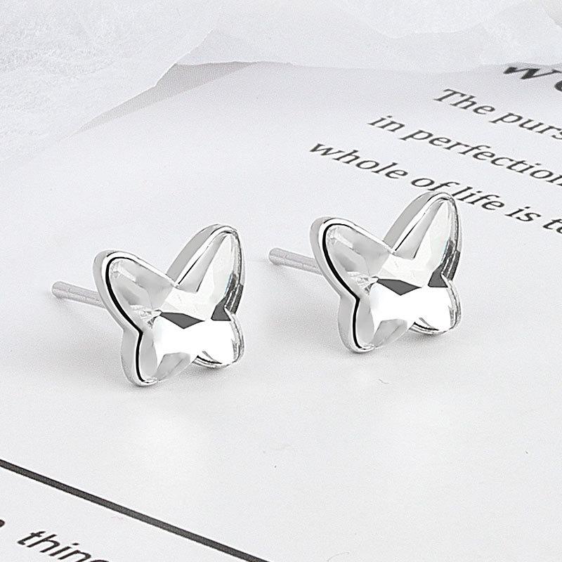 Simple Butterfly Sapphire Stud Earrings For Women Summer Fashion Jewelry Elegant Dangle Earrings Gift