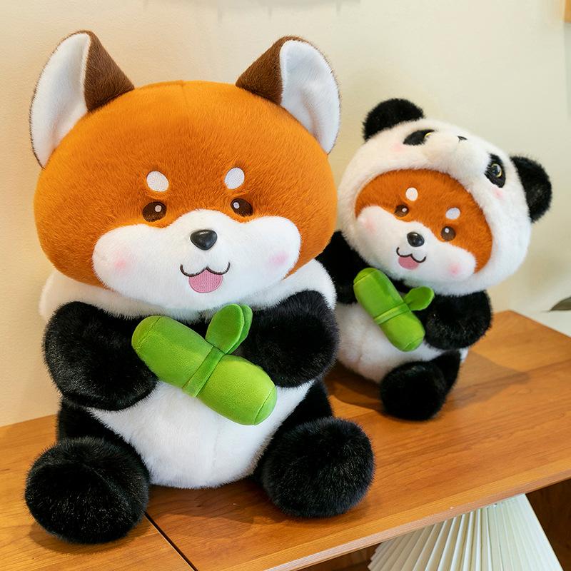 Bear Boy Round Plush Toy Children's Soothing Doll Panda Becomes Raccoon Home Ornament Bamboo Shoot Panda