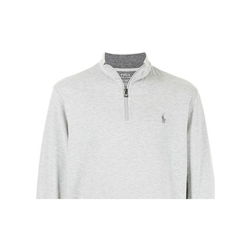 Polo Ralph Lauren FW21 Solid Logo Embroidered Half-Zip Pullover Sweatshirt Men sweatshirt Gray 710812963-002