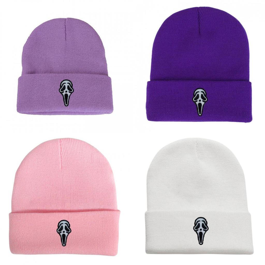 Knitted Hat For Men Women Warm Windproof Acrylic Embroidered Beanie For Winter Outdoor Activities