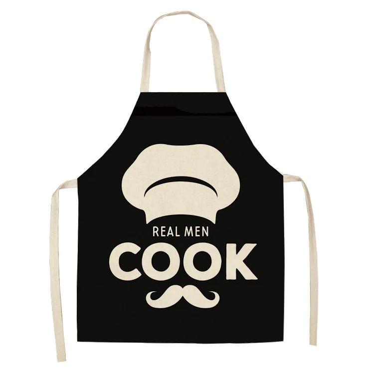 Cake Letters Women's  Kitchen Cotton Linen Apron Black Bib Household CleaningCooking