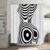 Abstract Black and White Body Art Waterproof Shower Curtain Heat Resistant Machine Washable Non-Transparent 180x180cm