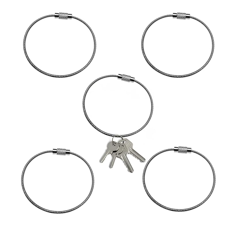 

[NYANDELMO] wire keychain 15cm screw type metal waterproof Rust prevention powerful wire ring key chain key arrangement Loss prevention 5 piece set