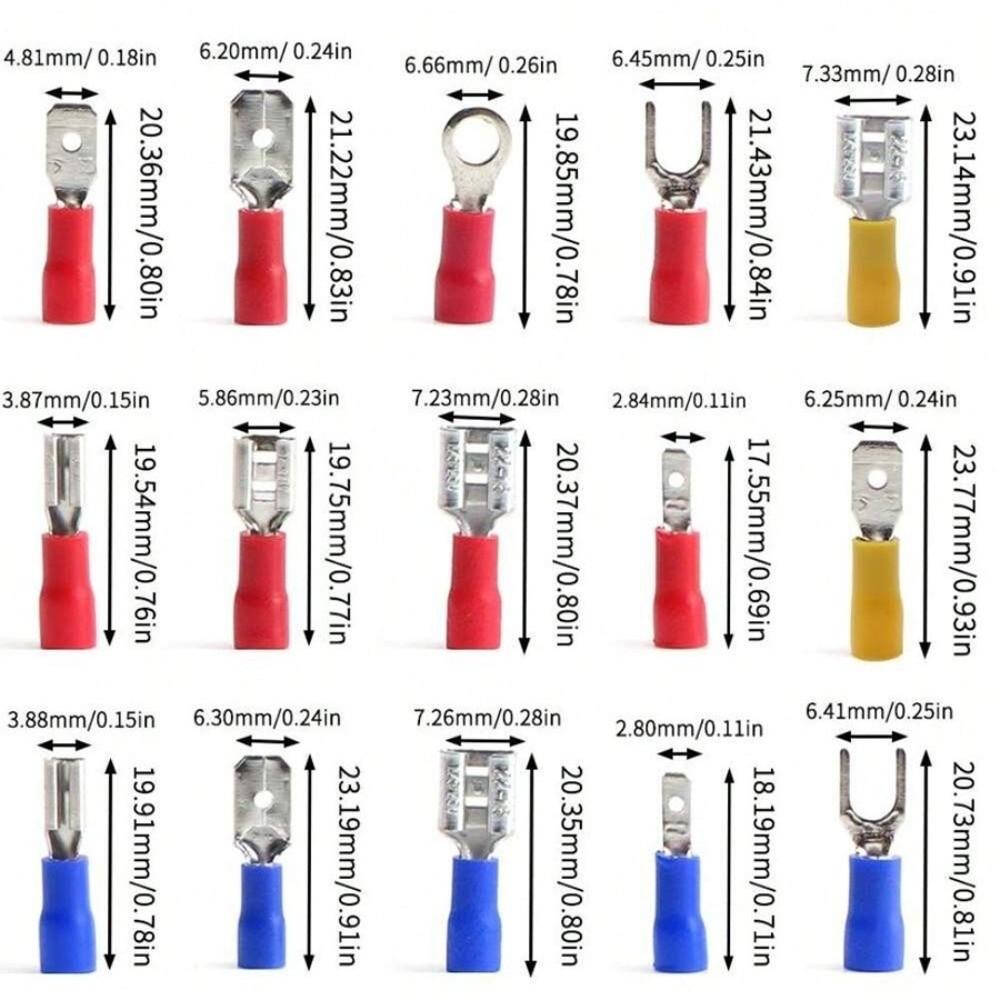 280pcs Multicolor Wire Terminal Tinplate OT Type Cold Pressure Terminal Set Binding Post Round Lug Circular Crimping Terminal