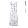 ELLASSAY Women's Ink Wash Charm V-Neck Pleated Dress