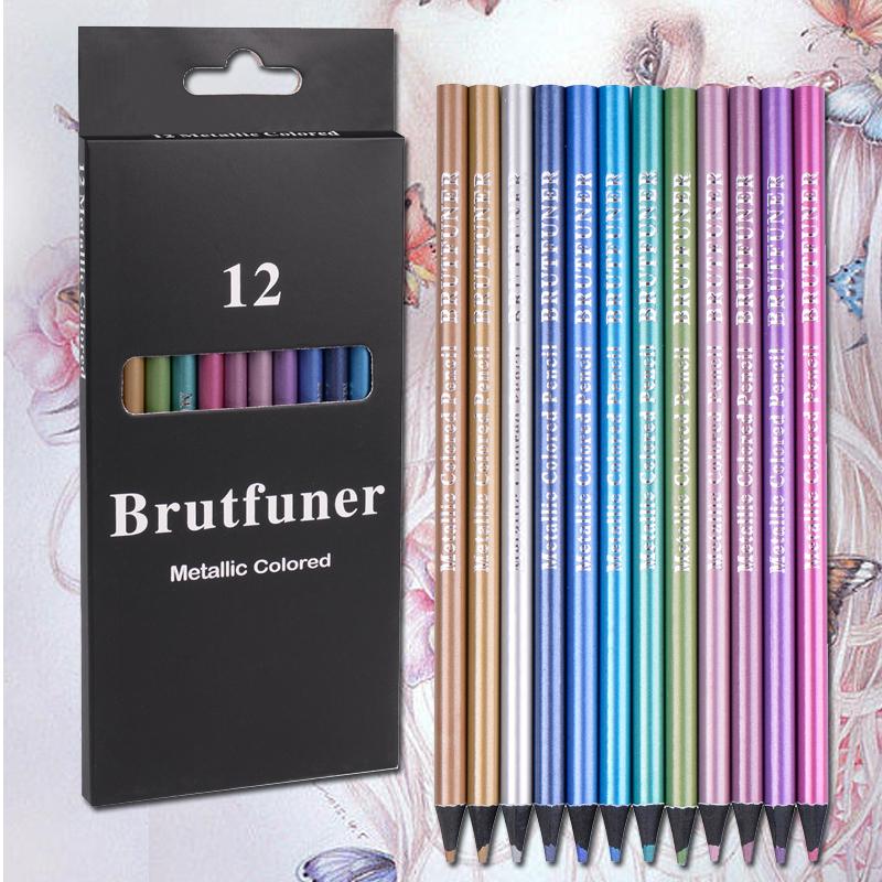

12 Color Metallic Colored Pencils Drawing Sketching Set Coloring Colour Pencils lapis decor Profession Art Supplies For Artist разноцветный