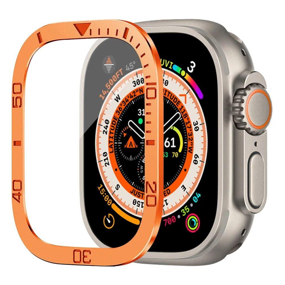 Screen Protector For Apple Watch Ultra 49mm Accessories Metal Bumper+Tempered Glass Aluminum Alloy Cover HD iWatch Ultra 49 Mm