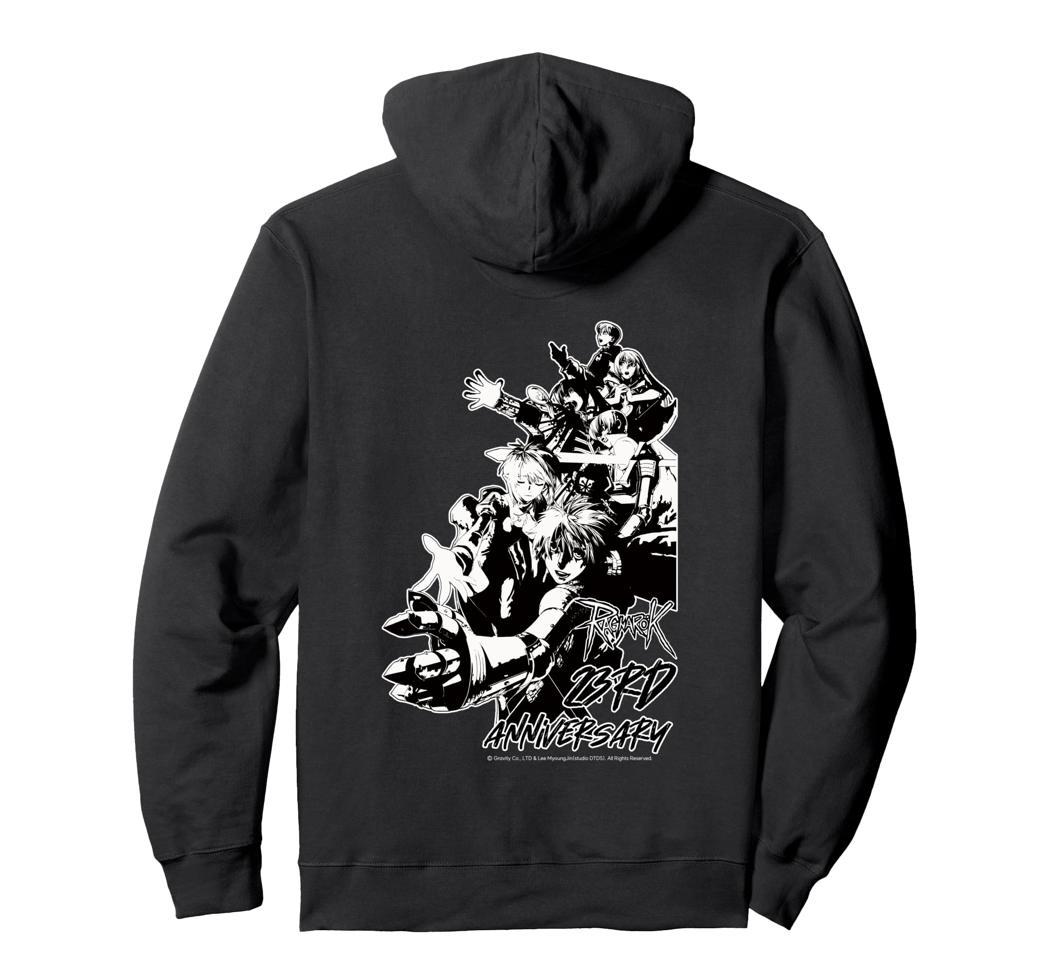 Ragnarok 23rd Anniversary Combat Class Art – Black and White Design Gamer Hoodie