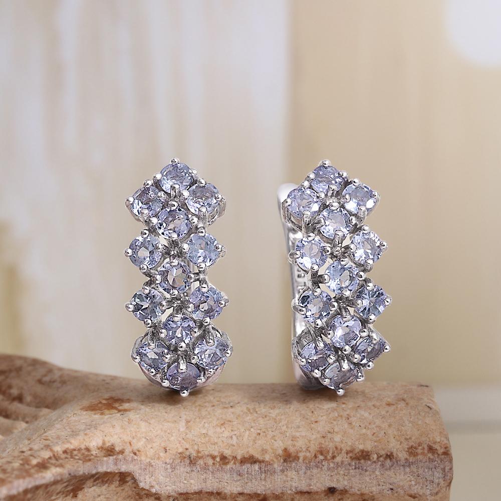 Elegant 925 sterling Silver Women's clasp earrings Luxury Natural Tanzanite round 3.0mm gemstones fine jewelry for Proposal wear