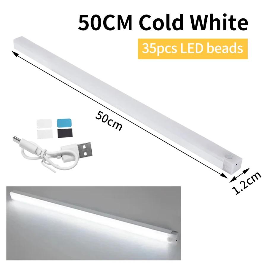 Rechargeable LED Night Light with Motion Sensor for Closet Cabinet Wardrobe Lamp Kitchen Staircase Backlight 10/20/30/50cm