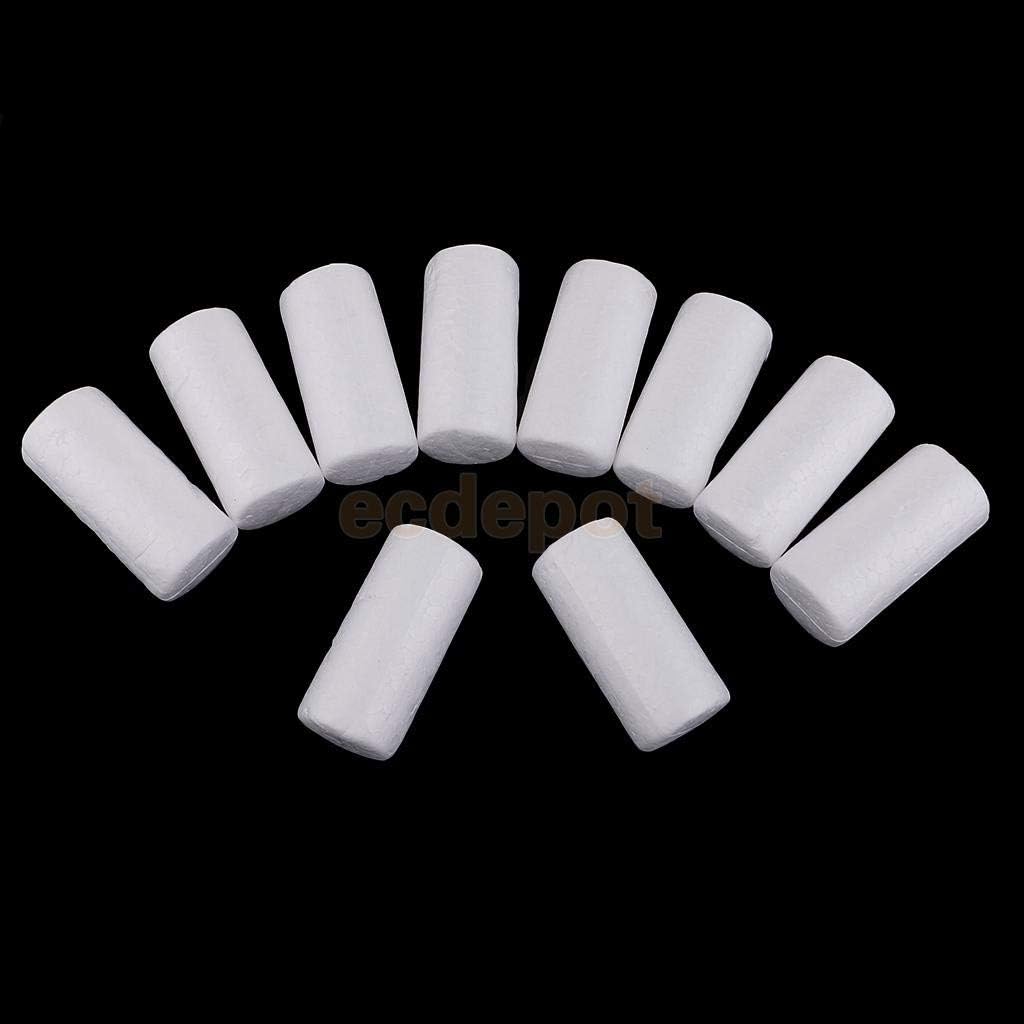 50-Pack 10x4cm Mini White EPS Hard Foam Rod/Cylinder Craft