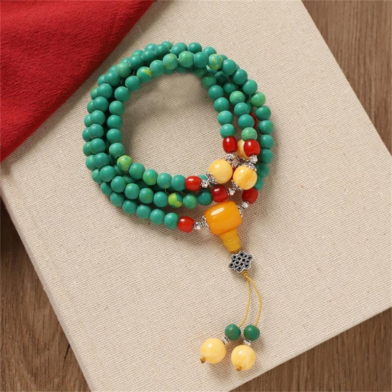 Handmade Turquoise Gemstones Prayer Beads Necklace With 8mm Round Beads Unisex Stone Wristband Cultural Spiritual Gift