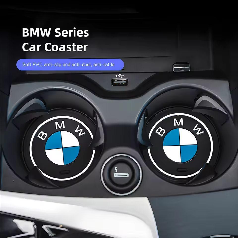 2Pcs Car Coasters Silicone Cup Holder Coaster Insert For BMW 3 5 Series X1 X3 X5 G01 G02 G05 F10 F30 F48 E83 E87 E90 G30 Sticker