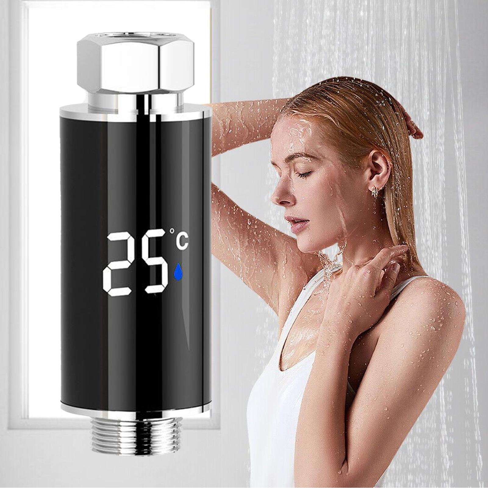 

Термометр для душевой лейки Водонепроницаемый Светодиодный цифровой дисплей Измеритель температуры воды Индикатор с цветовой кодировкой Умный измеритель температуры CN