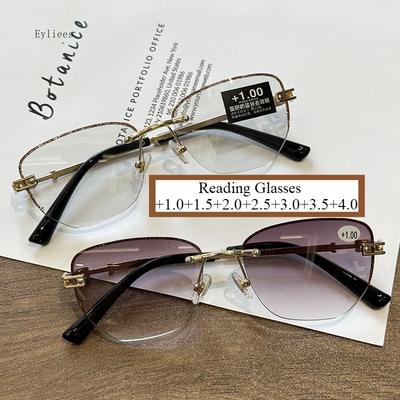 3D-gedruckter Rahmen Lesebrille High Definition Sonnenbrille Altersweitsichtigkeit Neue Metall Oval Kleine Fassung Weitsichtigkeitsbrille