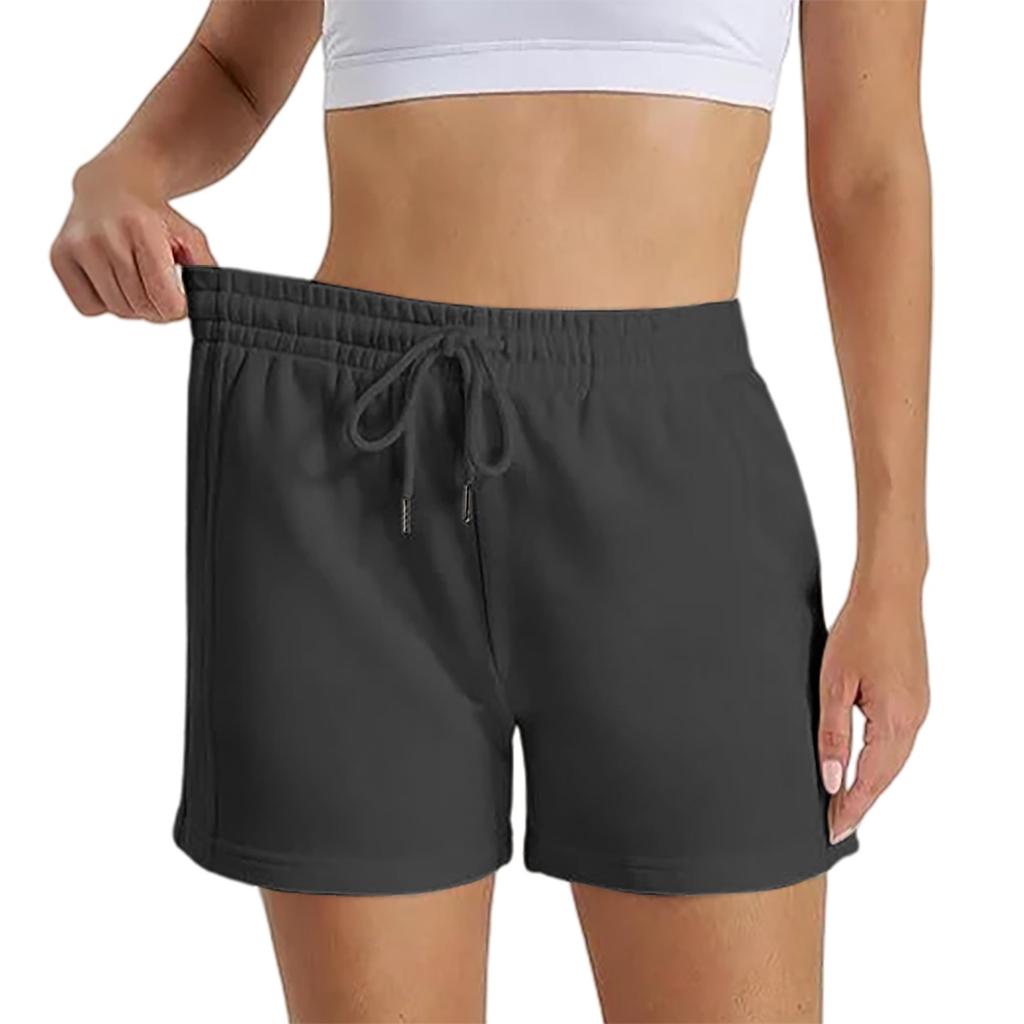 Women's Summer Loose Casual Solid Color Sports Shorts High Waisted Running Shorts With Pockets