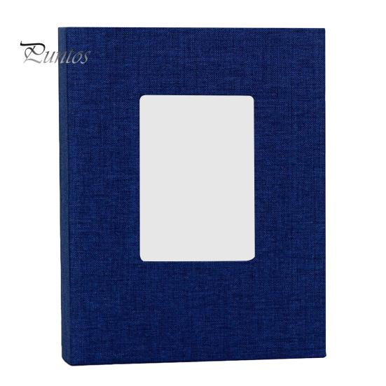 Linen Photo Album Fabric with 208 Pockets Slip-in Picture Albums Cover Memory Family Storage Book Front Window for Anniversary Vacation Wedding