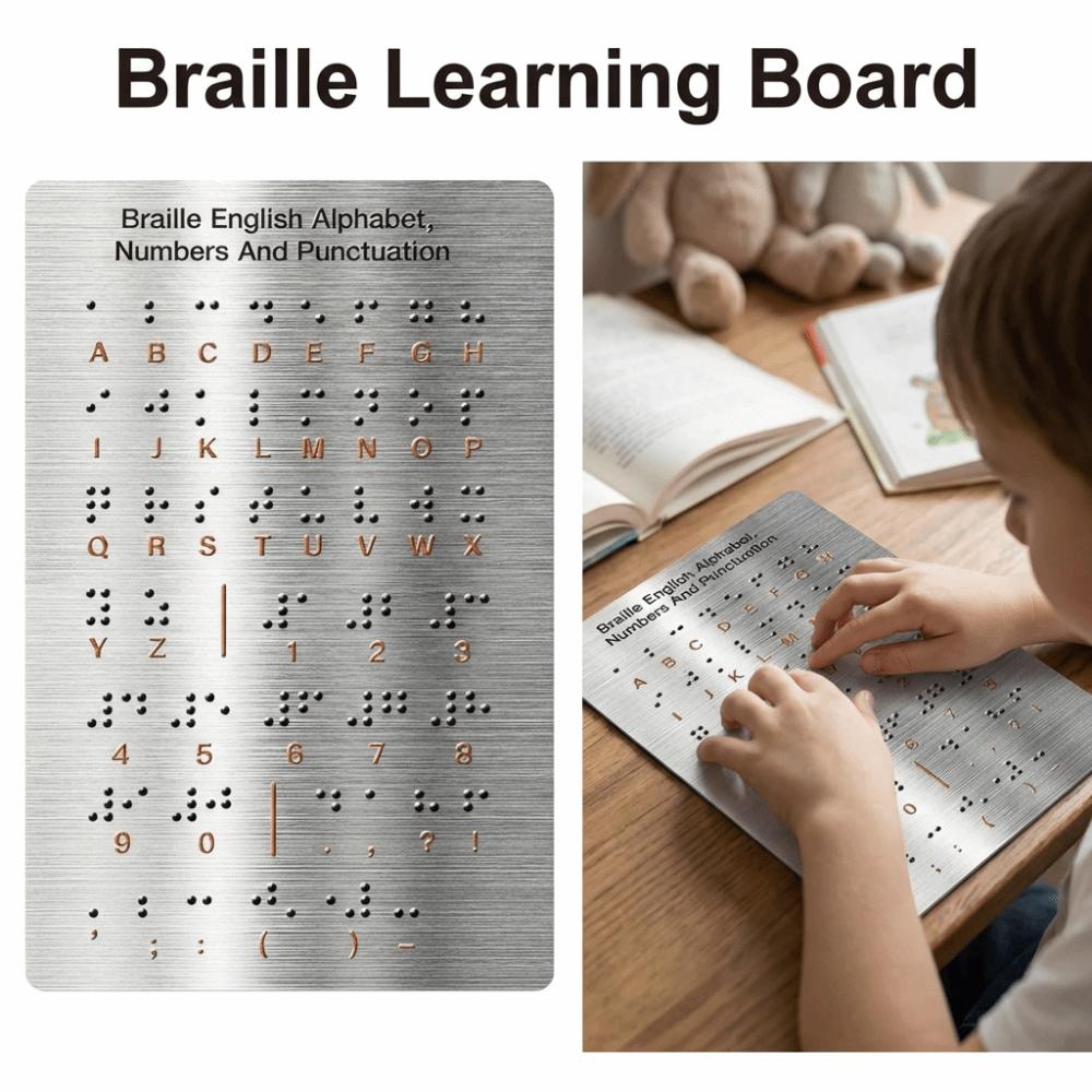לוח אותיות ברייל יעיל פנל אותיות ומספרים טקטילי מאלומיניום ללימוד ילדים עיוורים