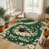 Cat Art Theme Soft Crystal Velvet Rug Custom Name & Text Print Non Slip Floor Rug for Bedroom Living Room