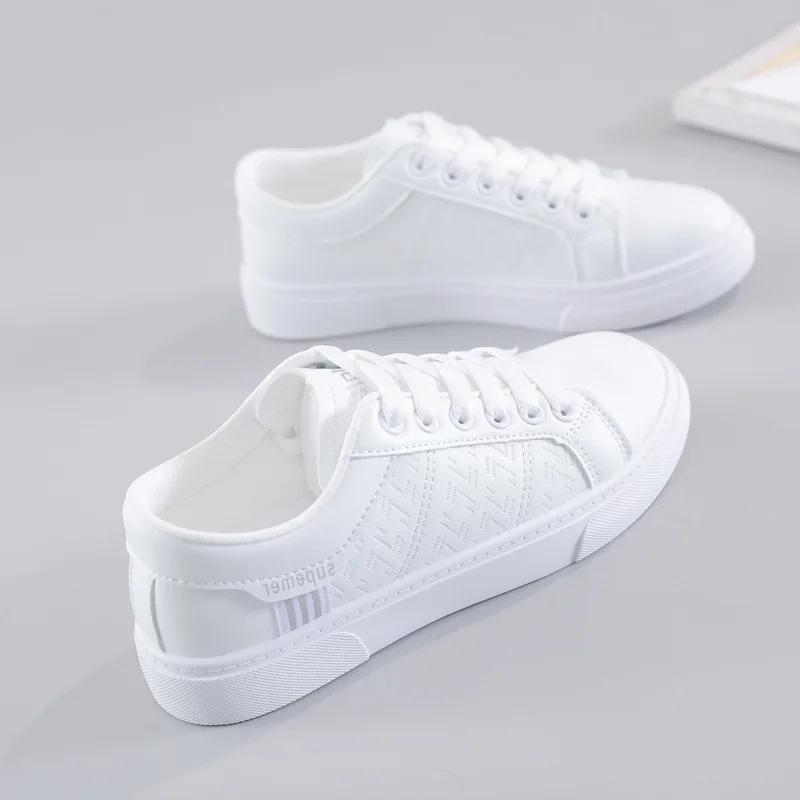 Sneakers for Women Spring Leather Light White Female Platform Vulcanized Shoes Autumn Casual Breathable Sport Flat Board Shoe 40