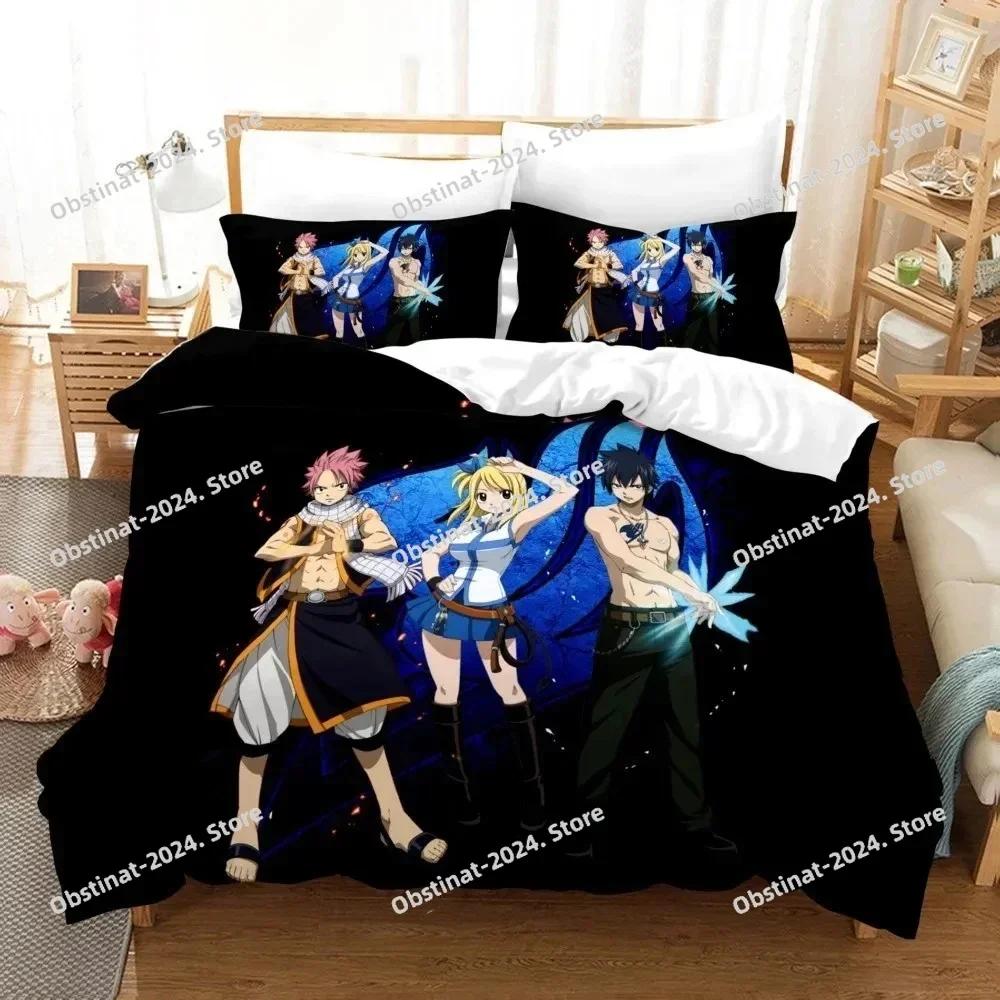 3D Print Fairy Tail Anime Printed Bed Set Duvet Cover Pillowcase Bedding Set Bed Linen Sheet Quilt Cover Full Queen King Size