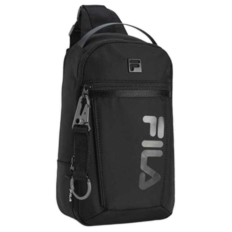 Fila Fitness Series Fashion Simple Solid Color Handheld Shoulder Crossbody Bag Fabric Chest Bag Men Bags Black A13M511102FBK