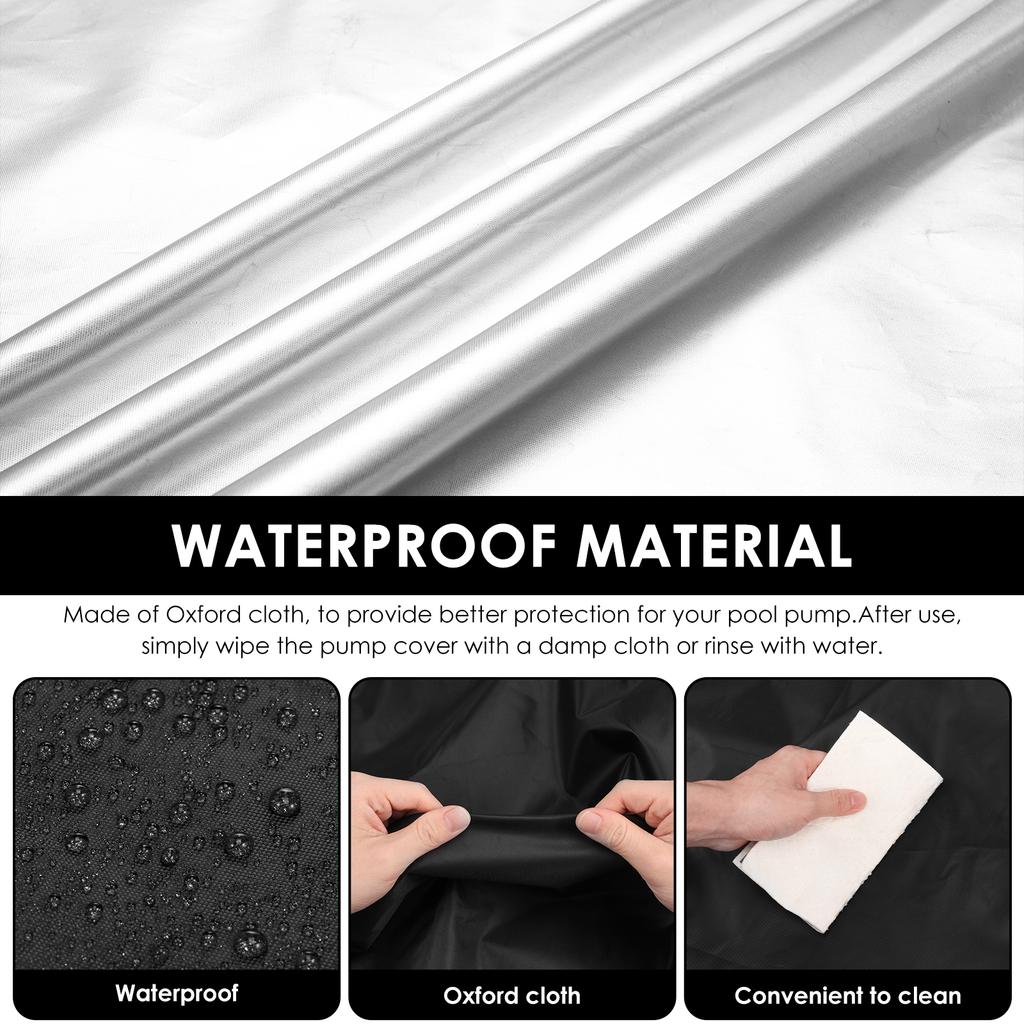 Water Pump Cover Oxford Cloth Sand Pool Filter Cover with Zipper Adjustable Drawstring Waterproof Dustproof Furniture Protector