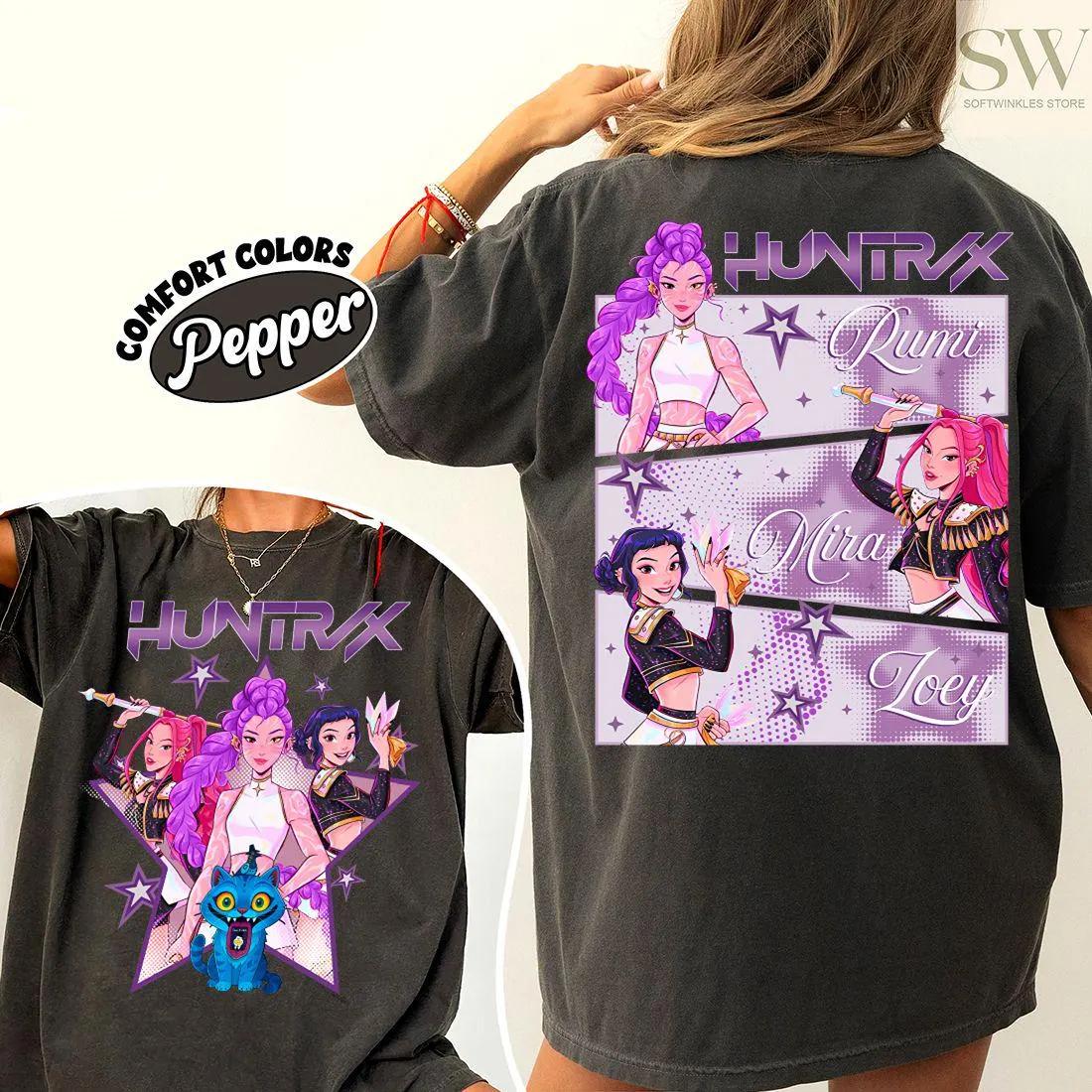 

Huntrix T Shirt Demon Hunters Shirt Huntrix Girls T Shirt Mira Rumi Joey Shirt Demon Hunter Kids Shirt Gift For Kpop Fan 2XL