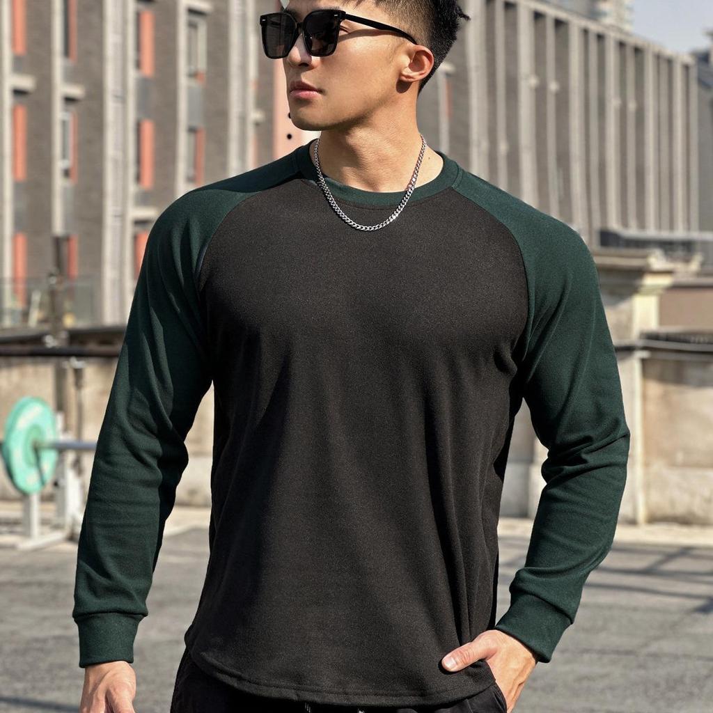 Autumn Sports Pullover: European Fit, Double-Sided Velvet, Long Sleeve for Running.