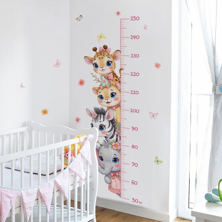 1pc Animal Height Measurement Chart Wall Painting,PVC Wall Sticker,Self-adhesive Removable Wall Art Decal, Wall Decoration
