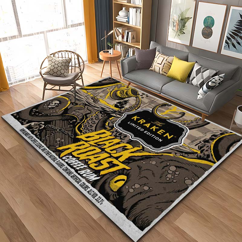 Spiced Rum Kraken-Black Pattern Carpets Bedroom Play Mats Bedroom Decor Carpet Livingroom Rug Crawl Mat Christmas Gift Rug