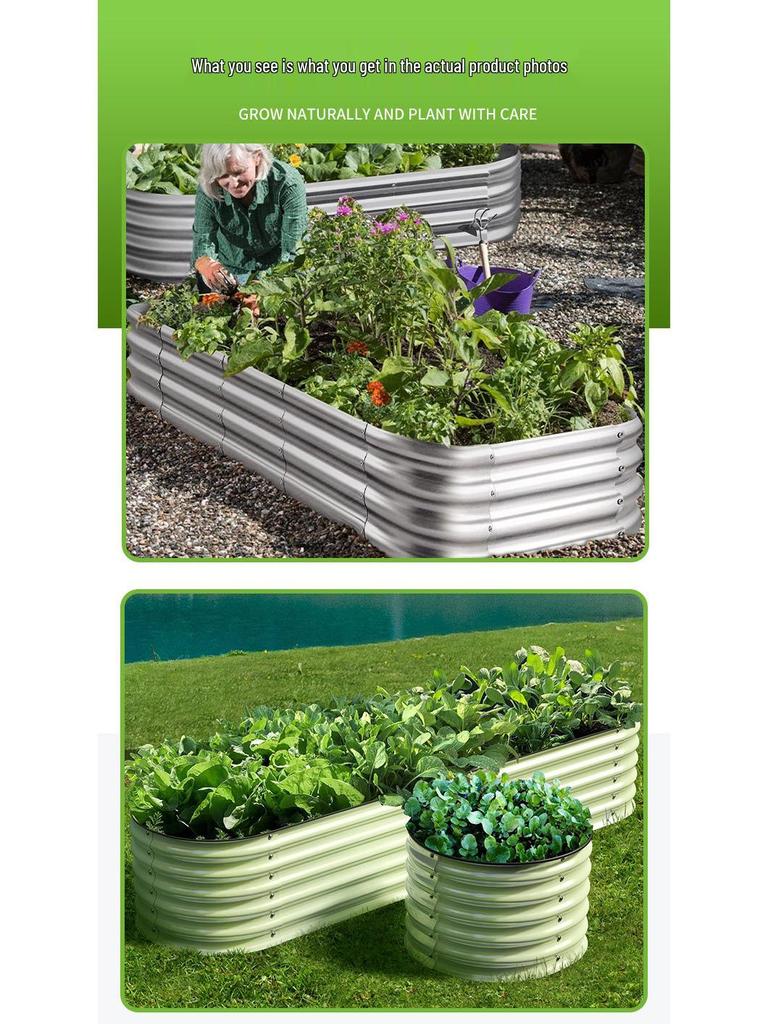 Galvanized Metal Planter Box: Customizable Garden Frame for Vegetables, Flowers, and Seedlings