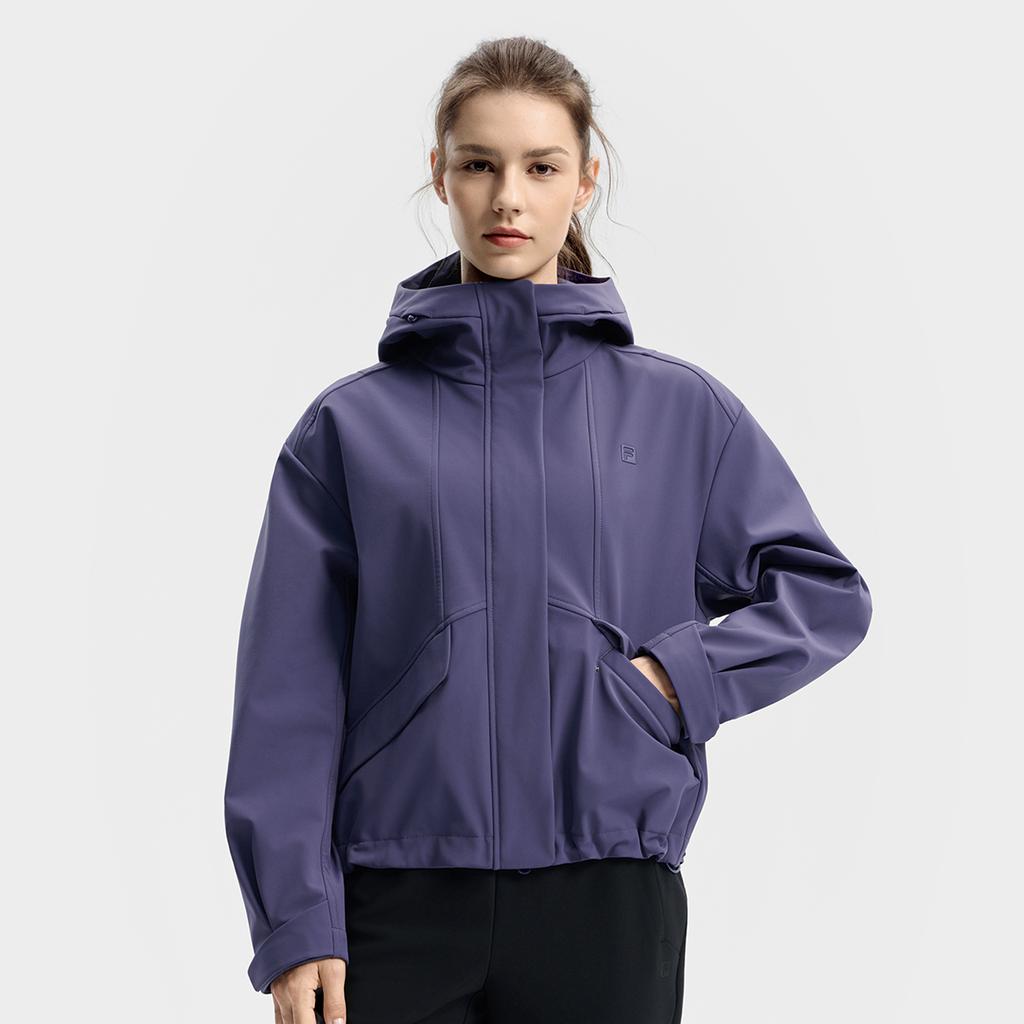 FILA Fitness Series Fashionable Multifunctional Outdoor Loose Hooded Jacket Women jackets Purple A11W541705FPU