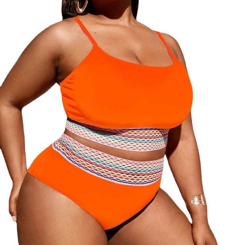 

Сексуальный купальник больших размеров, женский купальник из двух предметов для полных леди, бикини, пляжный купальный костюм, женский бикини XL оранжевый