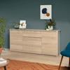 Buffet Bas BETTY - Chêne Dakota - 4 Portes, 1 Tiroir - 185 X 46 X 85,5 Cm