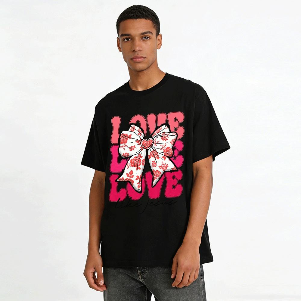 Love Like Jesus Rose Bow Print Casual Top Pure cotton T-shirt
