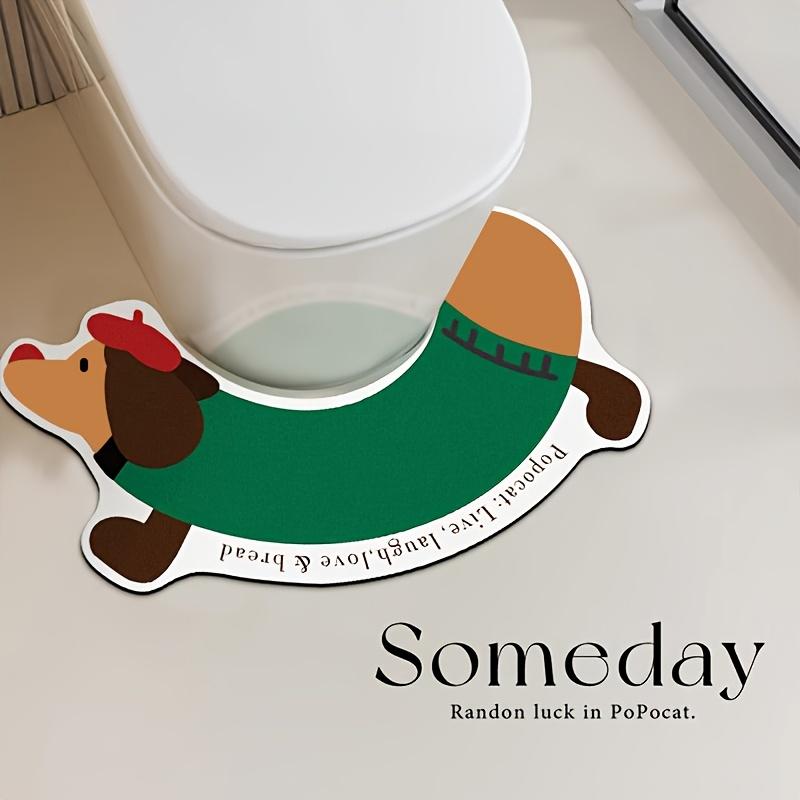 1pc Cute Dachshund Bath Mat, Soft Diatomite, Non-Slip & Absorbent Oval Rug for Bathroom