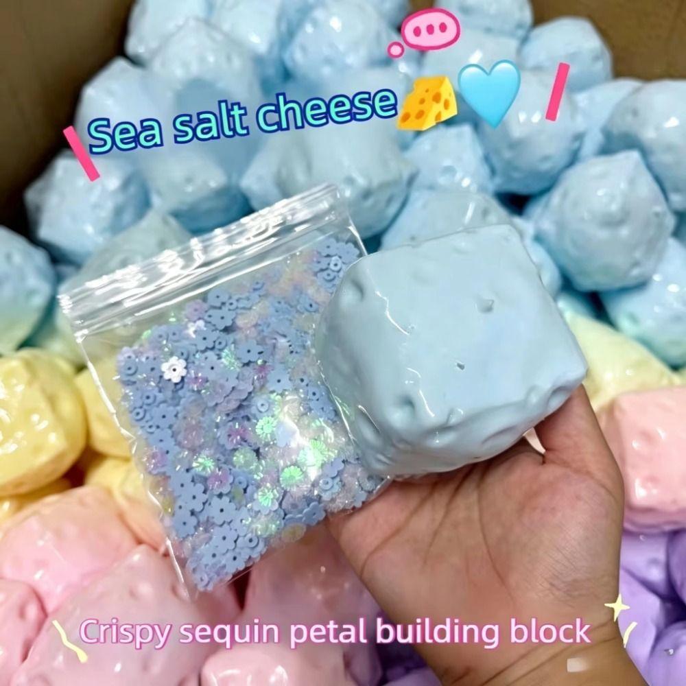 Hand Relax Crunch Squishy Moldable Blocked Filled Ball Cheese Cube Squishy Children Gifts