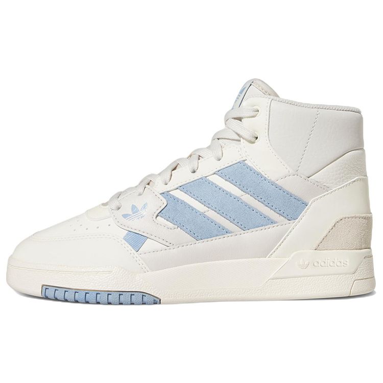Adidas Originals Drop Step Se Leather Comfortable Trendy Slip Resistant Durable Lightweight High Top Skate Shoes Women Sneakers White Gray Blue FZ5717