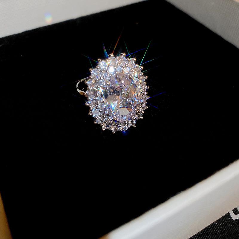 Zirconia Diamond Geometric Heart Open Ring - Fresh High-end Jewelry for Index Finger