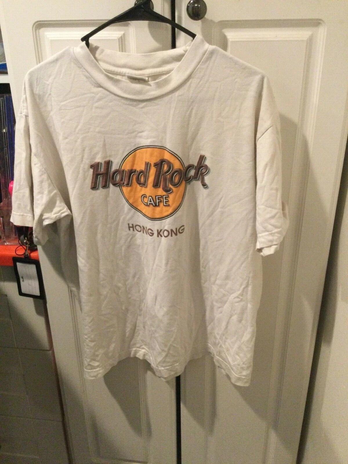 

Vintage 90s Hard Rock Cafe Hong Kong 100% Cotton T-shirt Mens Tees Top White L