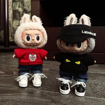 Vêtements de Poupée Pour Labubu 17cm I II Idol The Monster Tenue Accessoires Assis Cadeaux de Fête T-shirt Cool Garçon Jeans Tendance