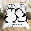 Set Copripiumino con Stampa di Pinguini ad Acquerello Set Biancheria da Letto 3 Pezzi Per Bambini Copripiumino Morbido Coperta Trapunta con 2 Federe
