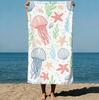 1 Pc Marine Life Shells and Starfish Vintage Hand-Drawn Style Beach Towels for Swimming Pool Sand Free Fast Drying Beach Towel