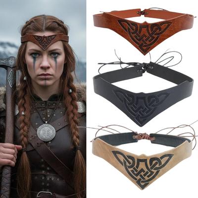 Viking Medieval Knight Headband Cosplay PU Leather Headwear  For Role Play Games and Costume Events