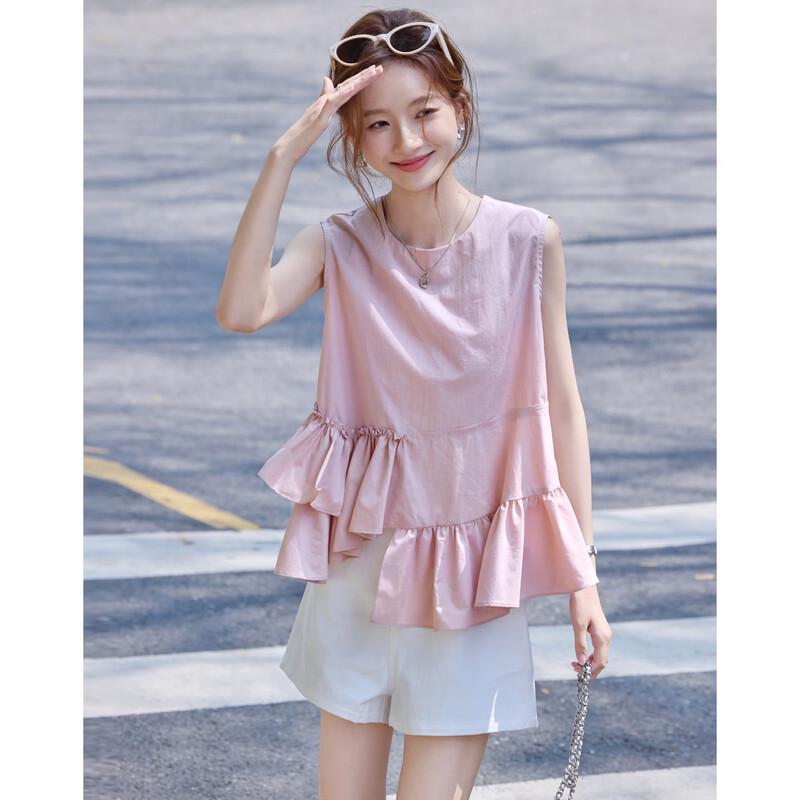Women s Irregular Pleated Sleeveless Shirt XL