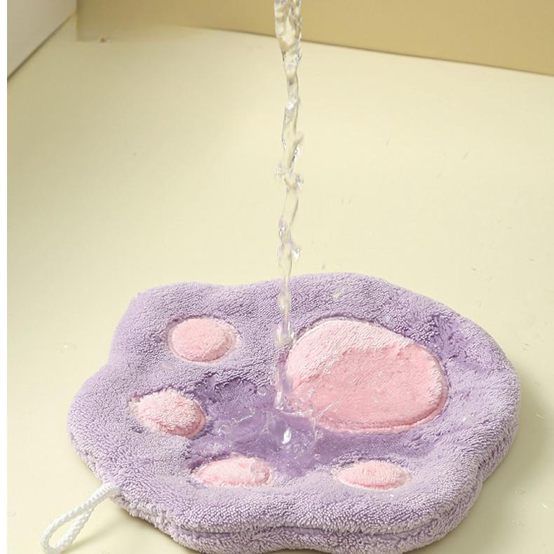 Hand Towel Can Be Hung Up Cat Footprints Cartoon Animal Hand Towel Cleaning Tables Washing Dishes Adult Hand Towels Quick Drying Towel
