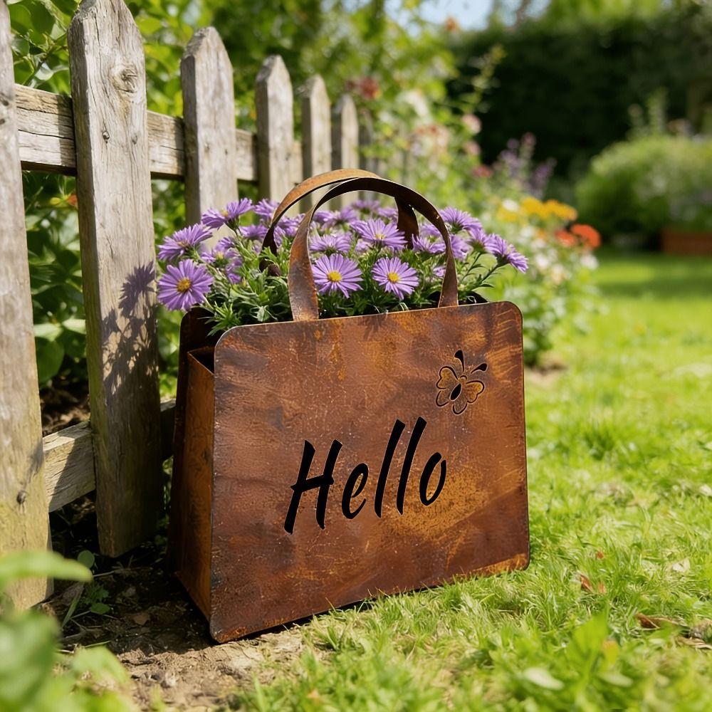 Vintage Wedding Signage Handbag Shaped Metal Hanging Planter Welcome Sign Front Door