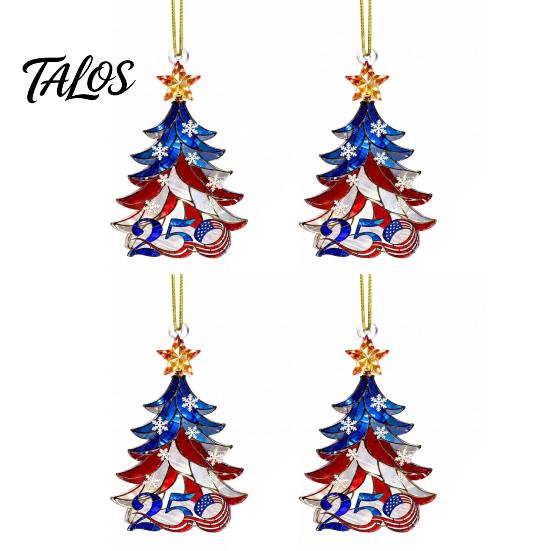 USA Patriotic Party Gift 250 Anniversary Christmas Ornament, America Years Tree Double Sided Printed Keepsake Decoration, 1776-2026 2D Acrylic Hanging